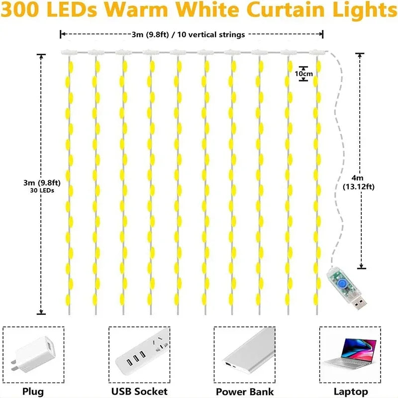 GlowFest – Cortina de Luzes LED Decorativas