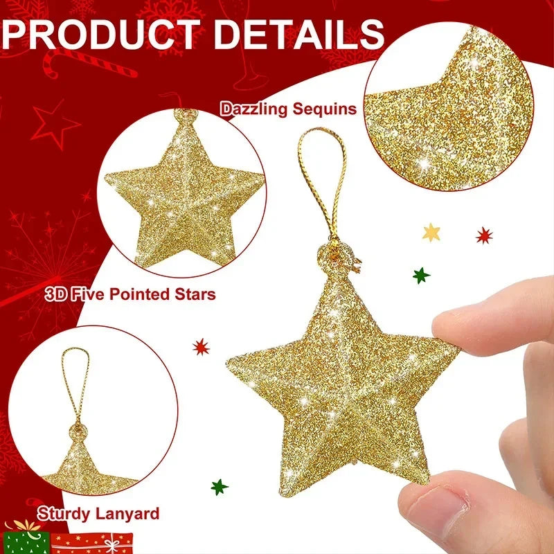 StarGlow – Ornamento Estrela com Glitter para Árvore de Natal